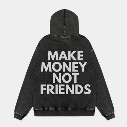 MAKE MONEY NOT FRIENDS OVERSIZED BLACK HOODIE