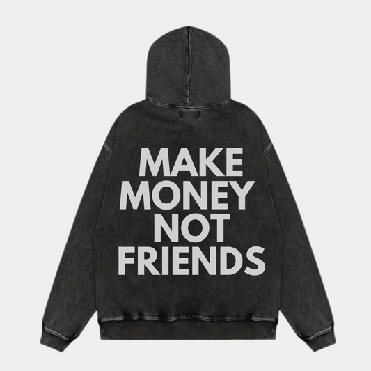 MAKE MONEY NOT FRIENDS OVERSIZED BLACK HOODIE