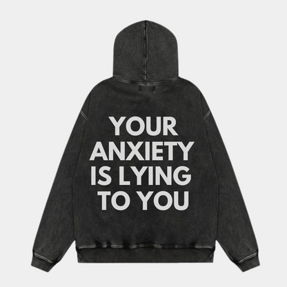 ANXIETY OVERSIZED BLACK HOODIE