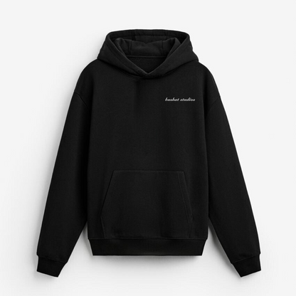 BUSHAT STUDIOS EMBROIDERED OVERSIZED BLACK HOODIE