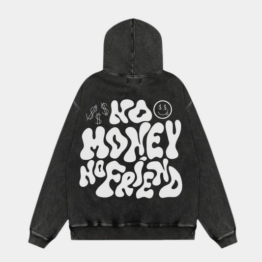 NO MONEY ACID WASH OVERSIZED HOODIE