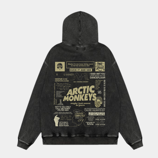 ARCTIC MONKEYS OVERSIZED ACID WASH HOODIE