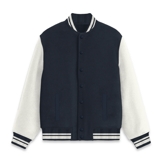 PLAIN NAVY BLUE VARSITY JACKET