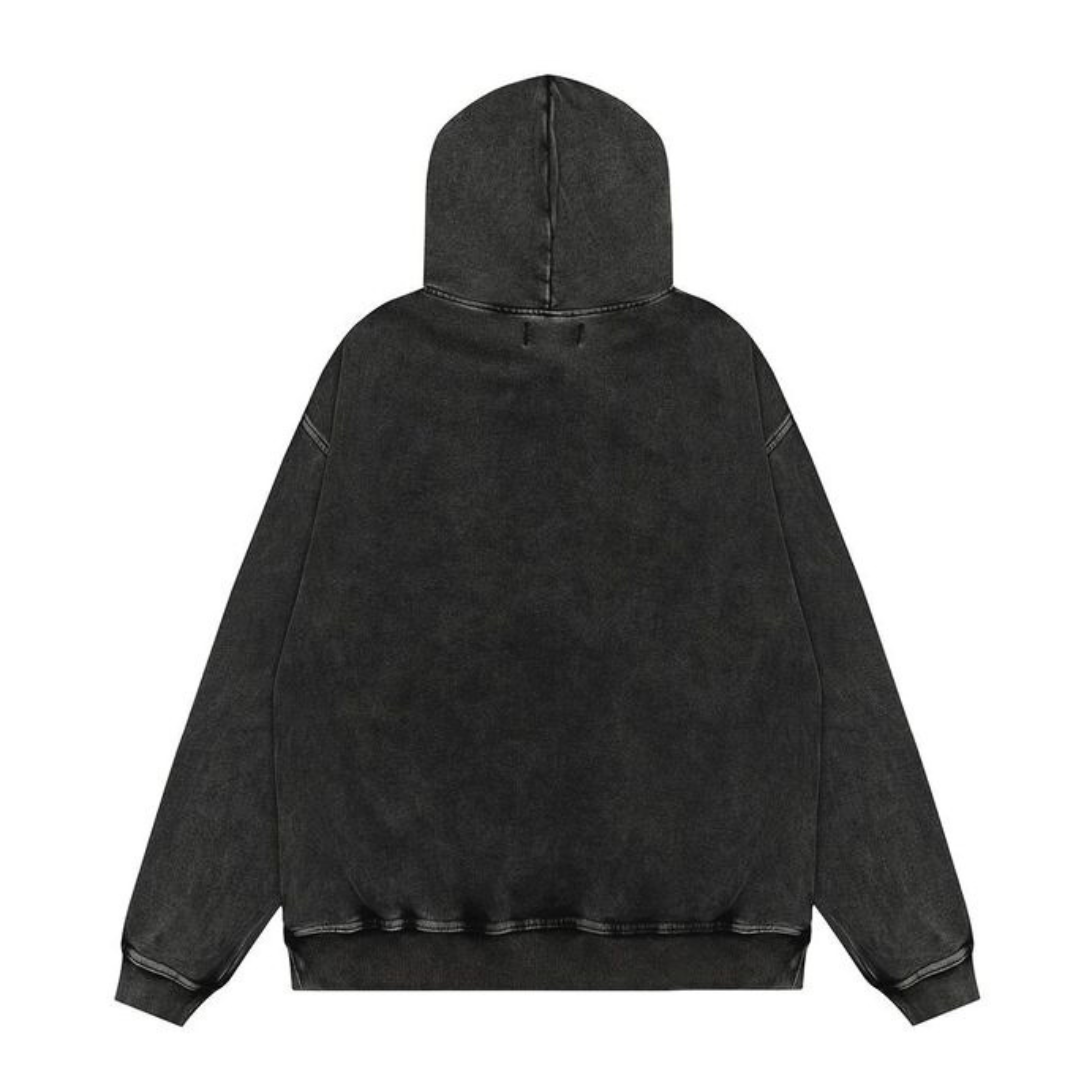 HEAVYWEIGHT BLACK ACID WASH HOODIE