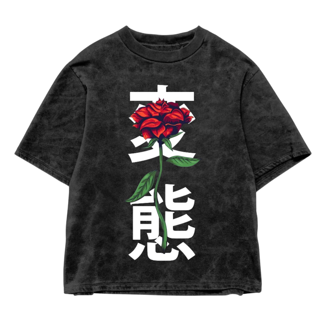 ROSES ACID WASH OVERSIZED T-SHIRT